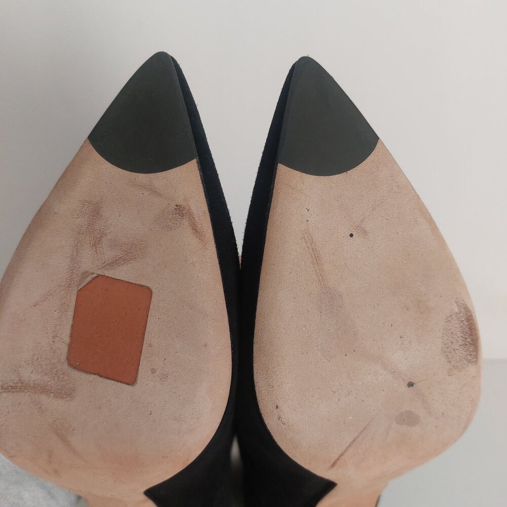 Derek Lam Ankle Boots 8 Black Suede Pointy Toe Heels Italian Cool Girl Designer - Picture 9 of 16